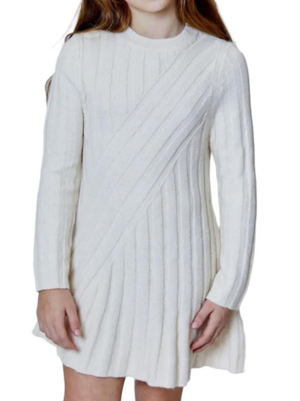 RIBBED SWEATER DRESS - WHITE